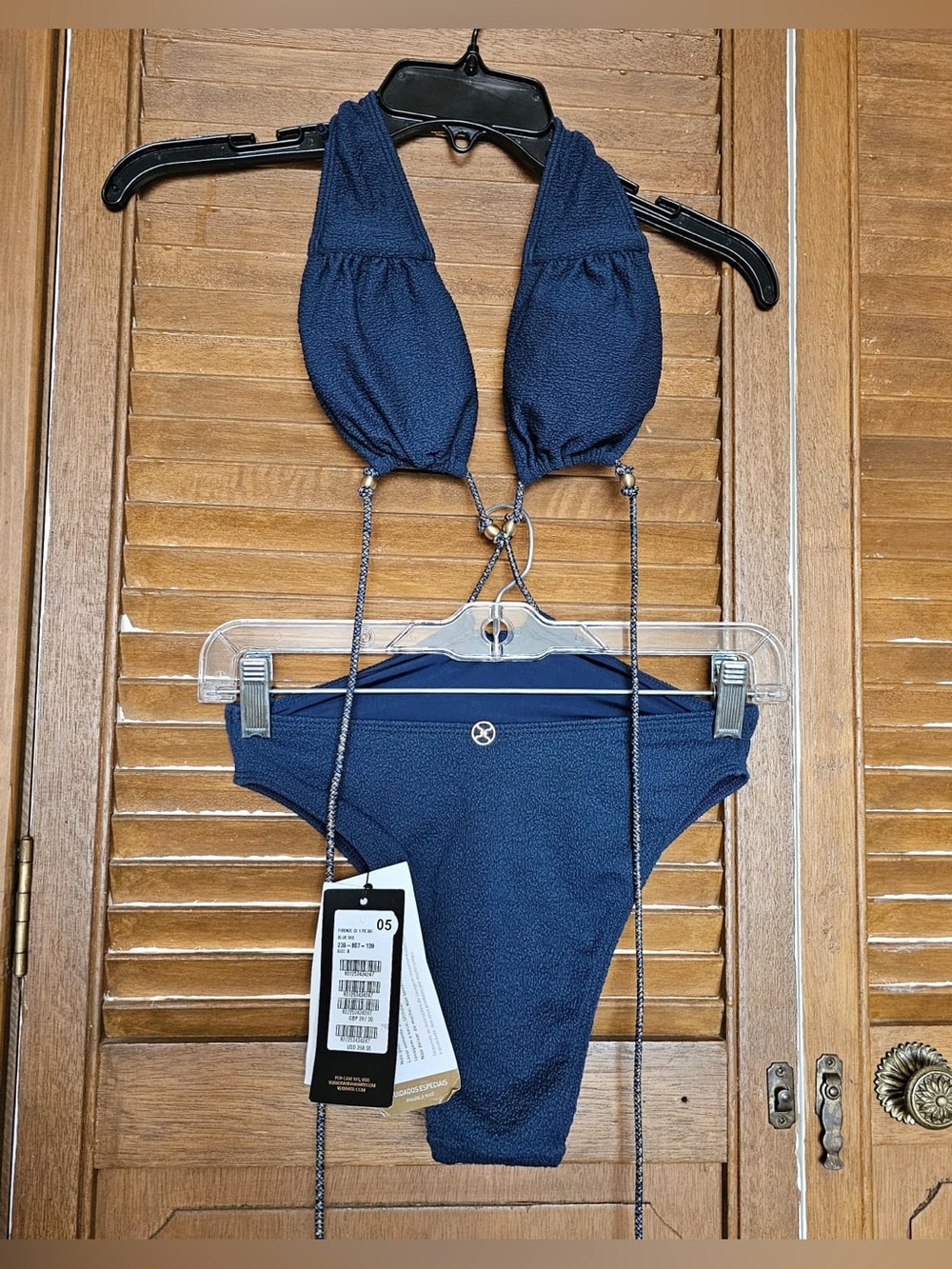 Navy Textured Halter Bikini Set